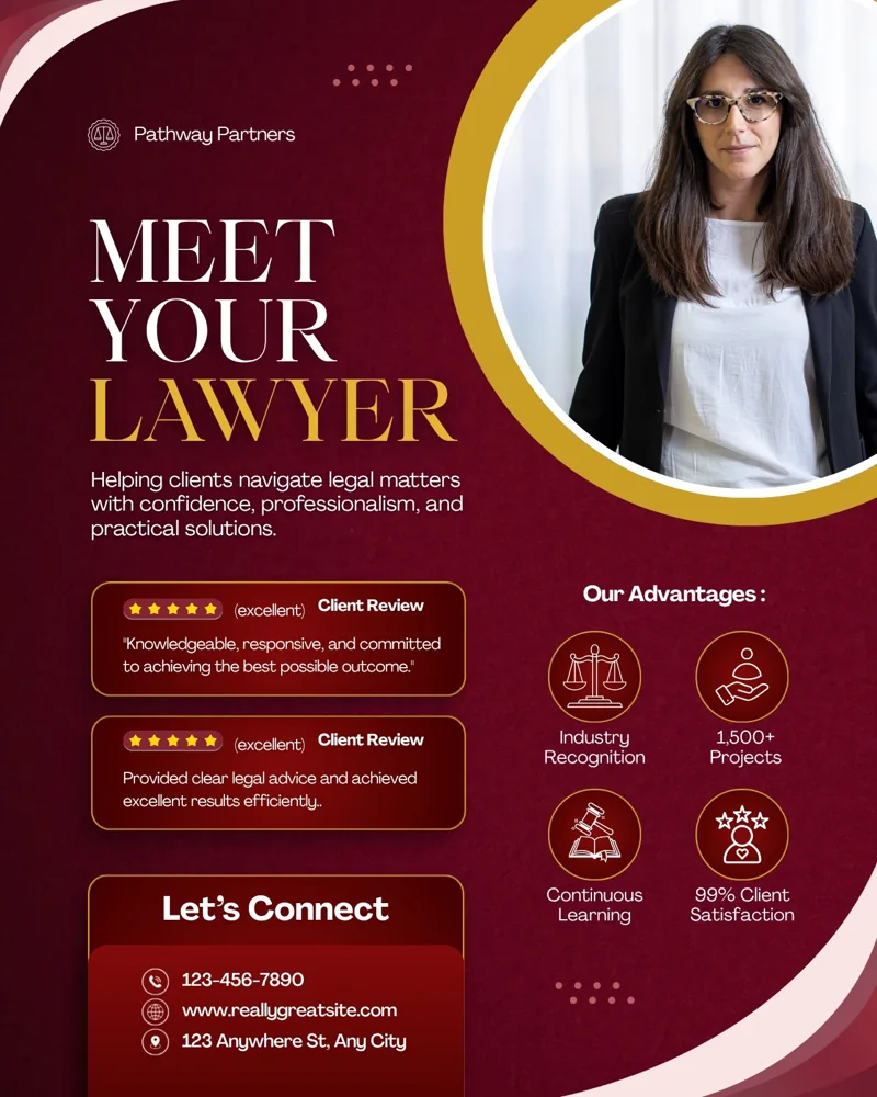 Burgundy and White Modern Professional Lawyer Promotion Instagram Post
