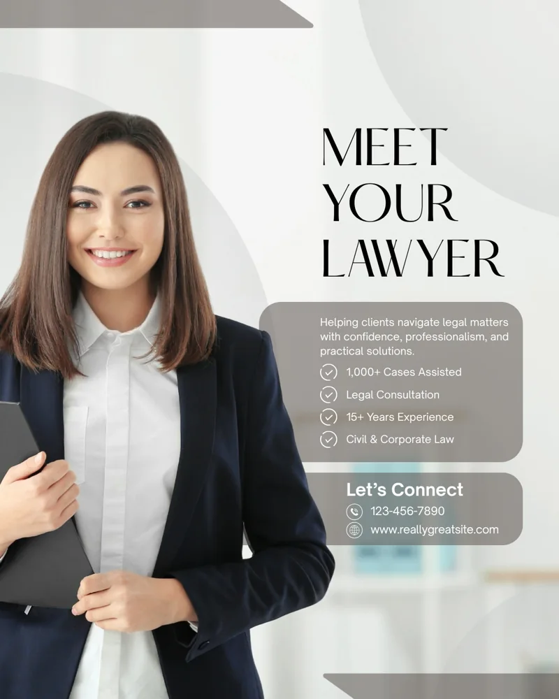 Black and White Modern Professional Lawyer Promotional Instagram Post