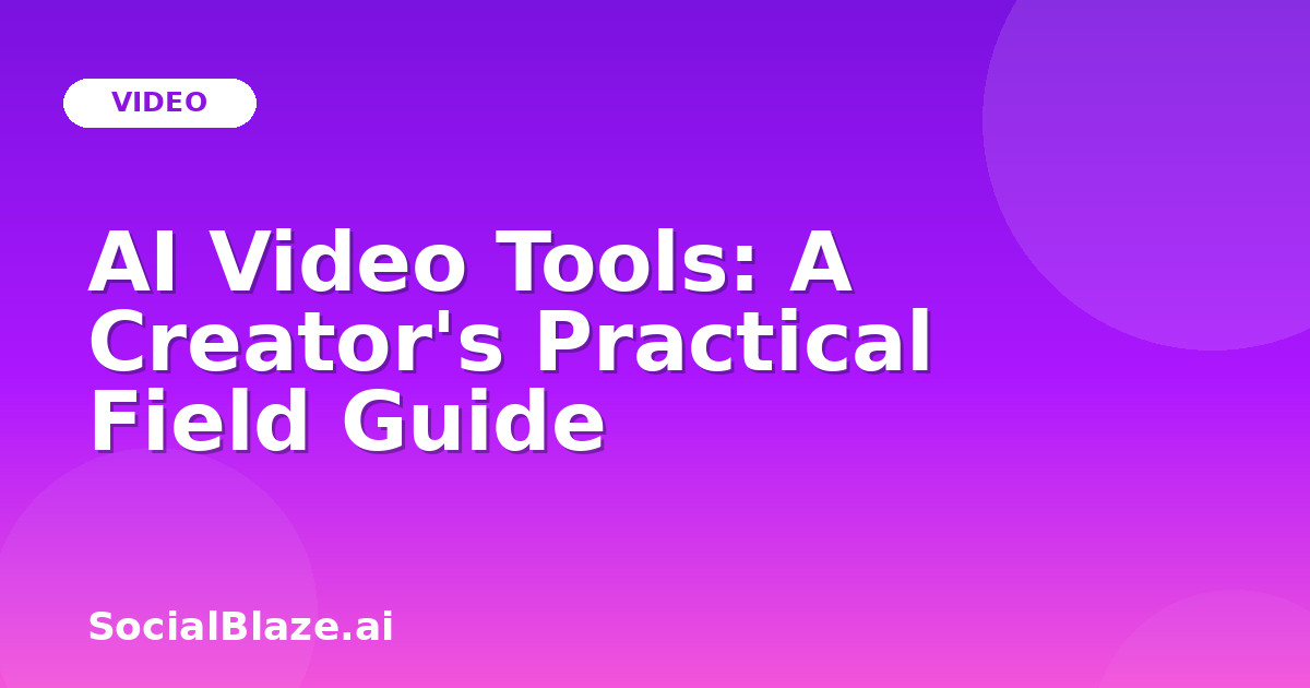 AI Video Tools: A Creator's Practical Field Guide