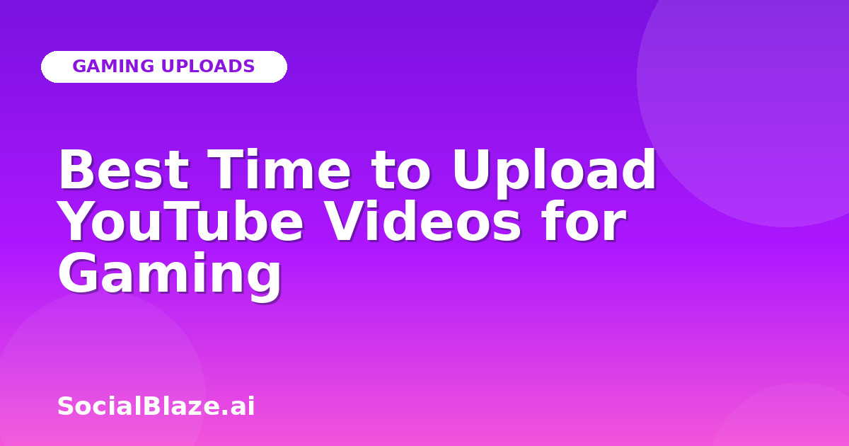 Best Time to Upload YouTube Videos for Gaming