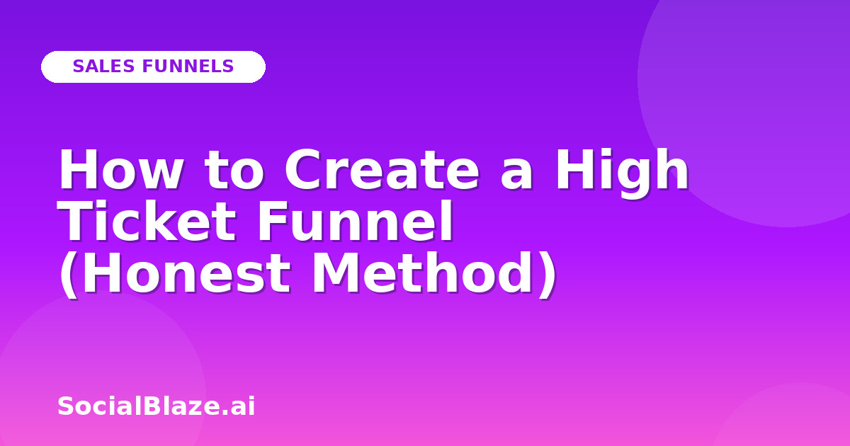 How to Create a High Ticket Funnel (Honest Method)