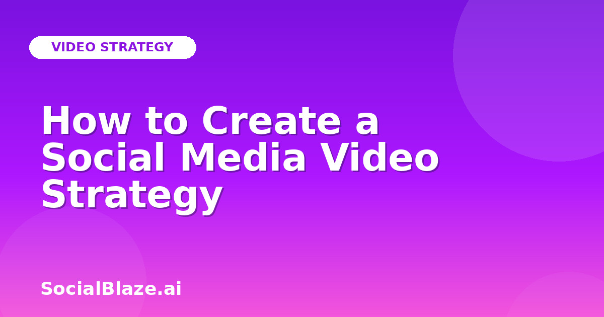 How to Create a Social Media Video Strategy