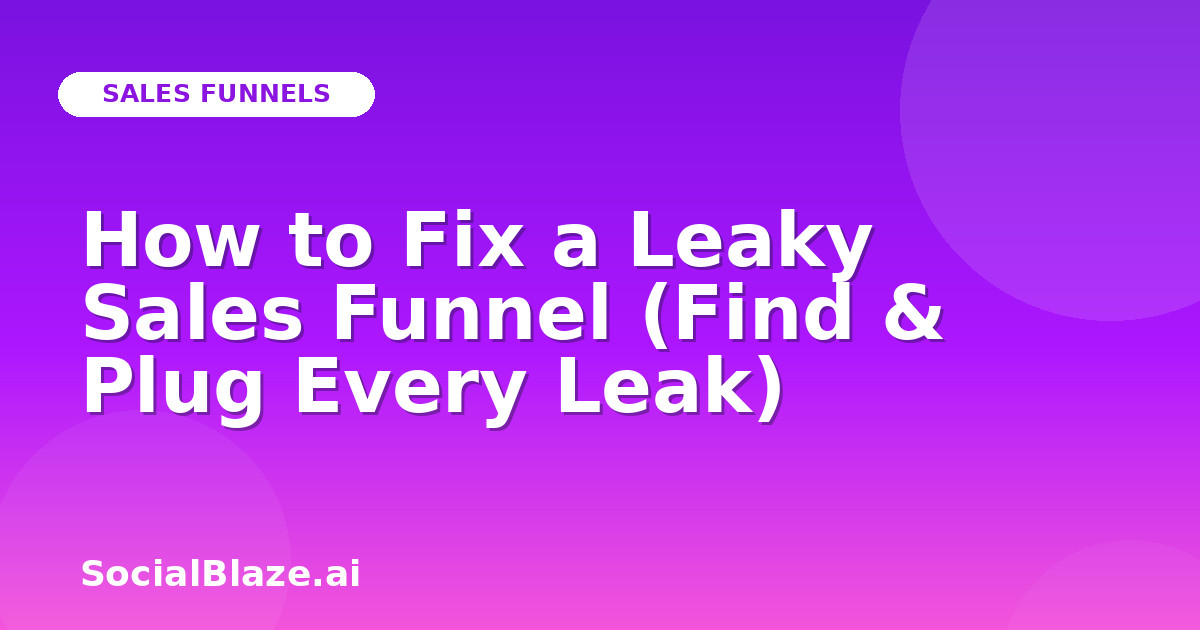 How to Fix a Leaky Sales Funnel (Find & Plug Every Leak)