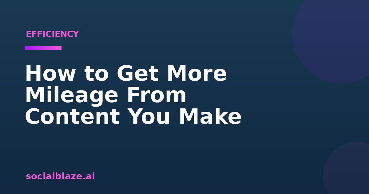 How to Get More Mileage From Content You Make