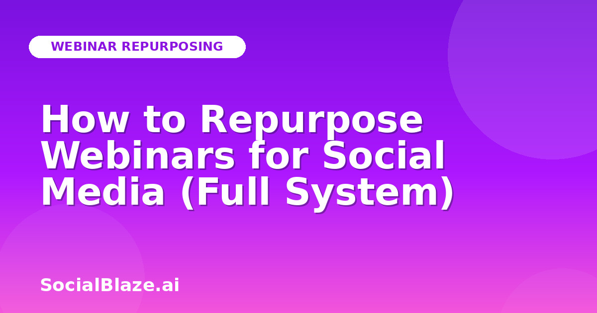 How to Repurpose Webinars for Social Media (Full System)