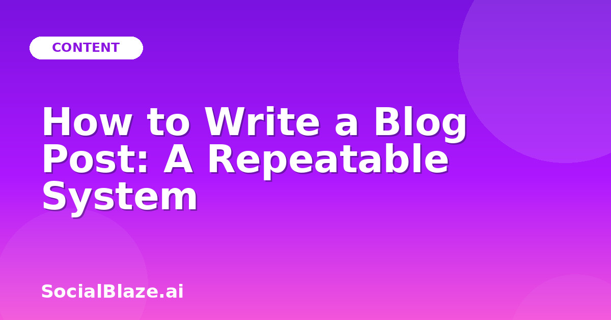 How to Write a Blog Post: A Repeatable System