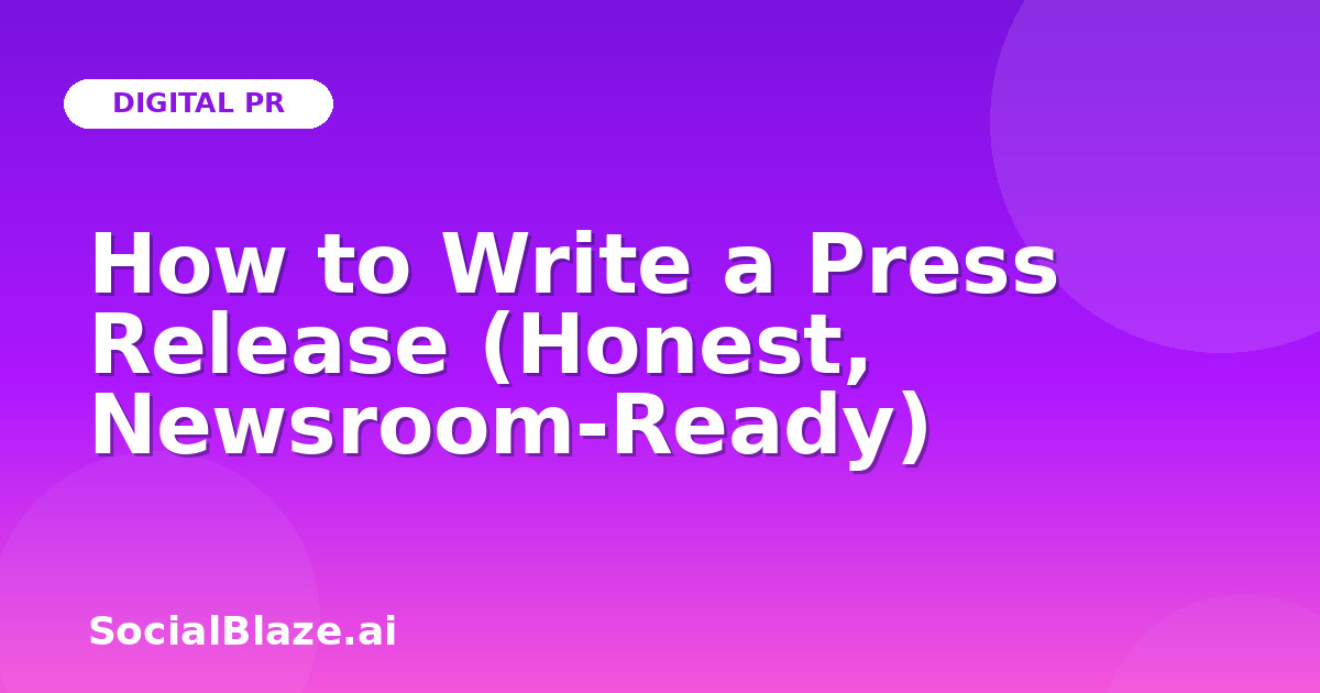 How to Write a Press Release (Honest, Newsroom-Ready)