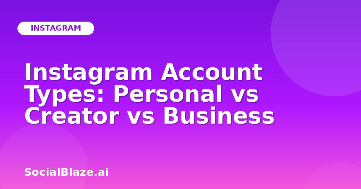 Instagram Account Types: Personal vs Creator vs Business