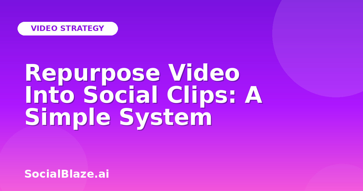Repurpose Video Into Social Clips: A Simple System