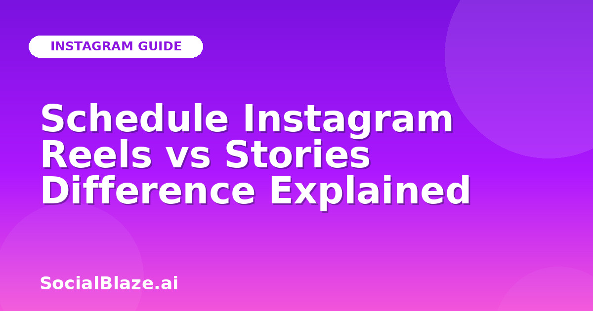 Schedule Instagram Reels vs Stories Difference Explained