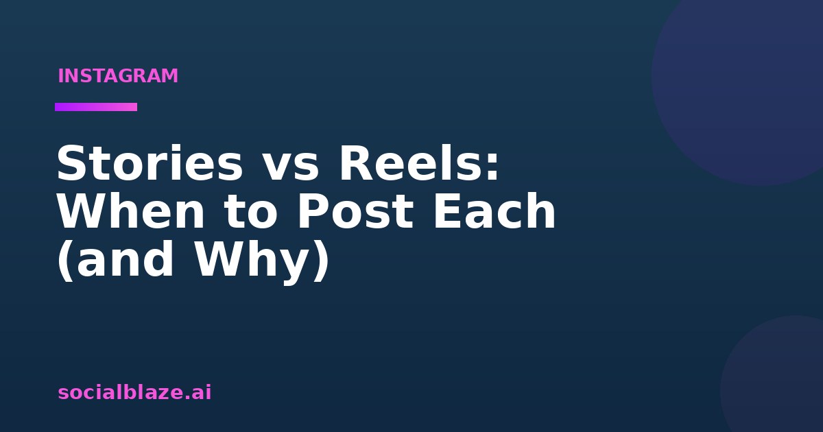 Stories vs Reels: When to Post Each (and Why)