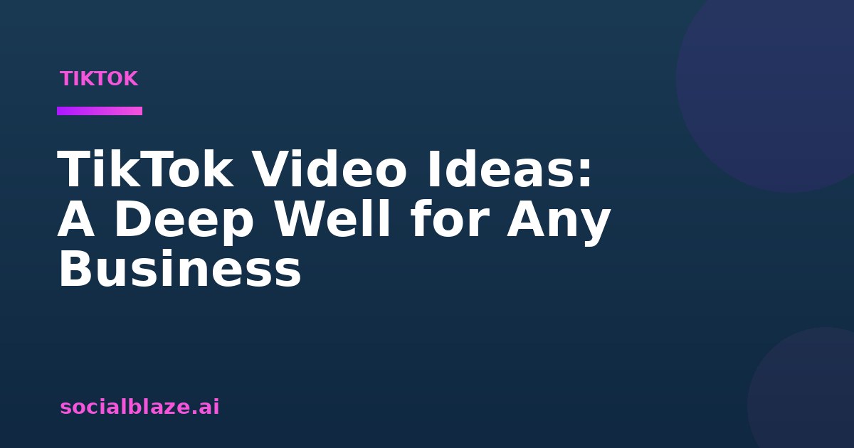TikTok Video Ideas: A Deep Well for Any Business