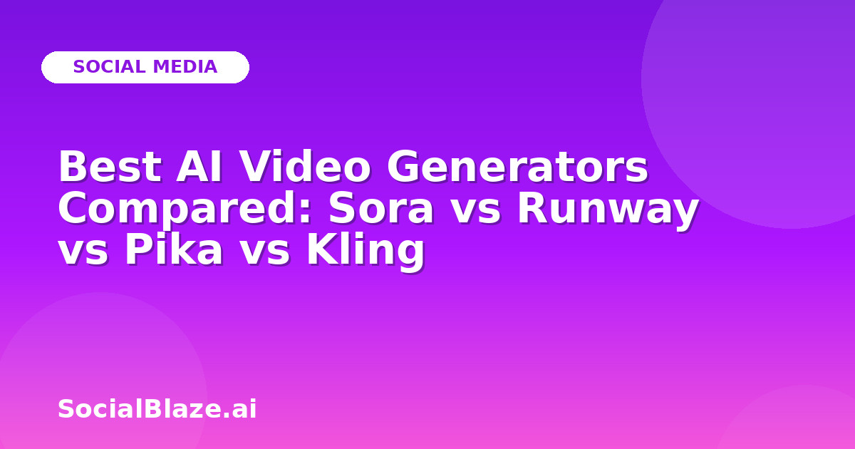 Best AI Video Generators Compared: Sora vs Runway vs Pika vs Kling