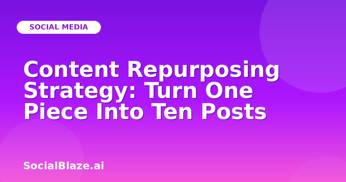 Content Repurposing Strategy: Turn One Piece Into Ten Posts