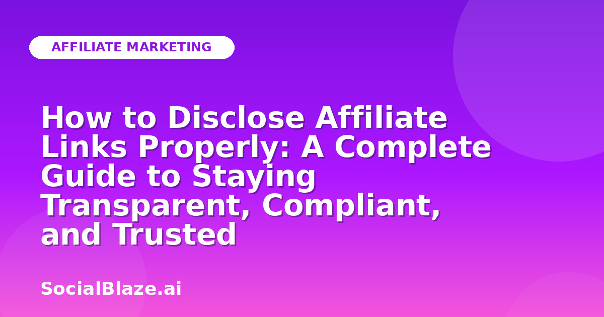 How to Disclose Affiliate Links Properly: A Complete Guide to Staying Transparent, Compliant, and Trusted