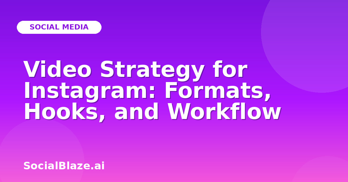 Video Strategy for Instagram: Formats, Hooks, and Workflow