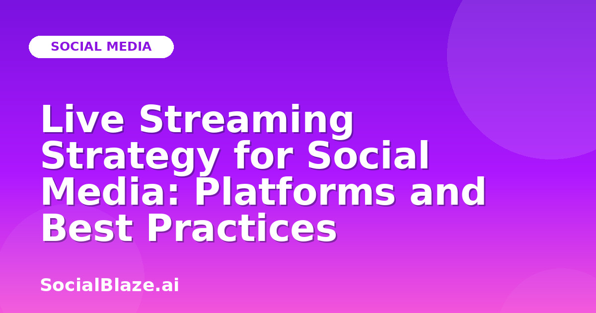 Live Streaming Strategy for Social Media: Platforms and Best Practices