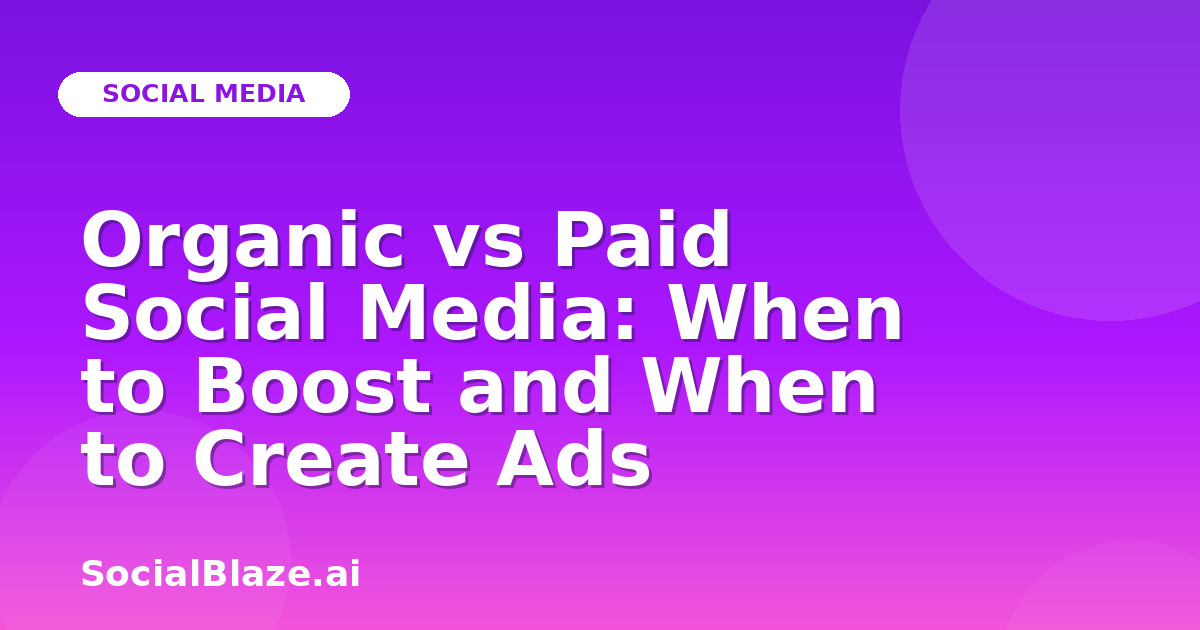 Organic vs Paid Social Media: When to Boost and When to Create Ads