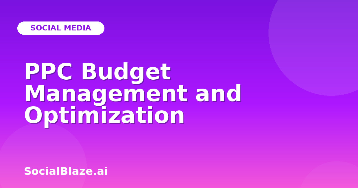 PPC Budget Management and Optimization