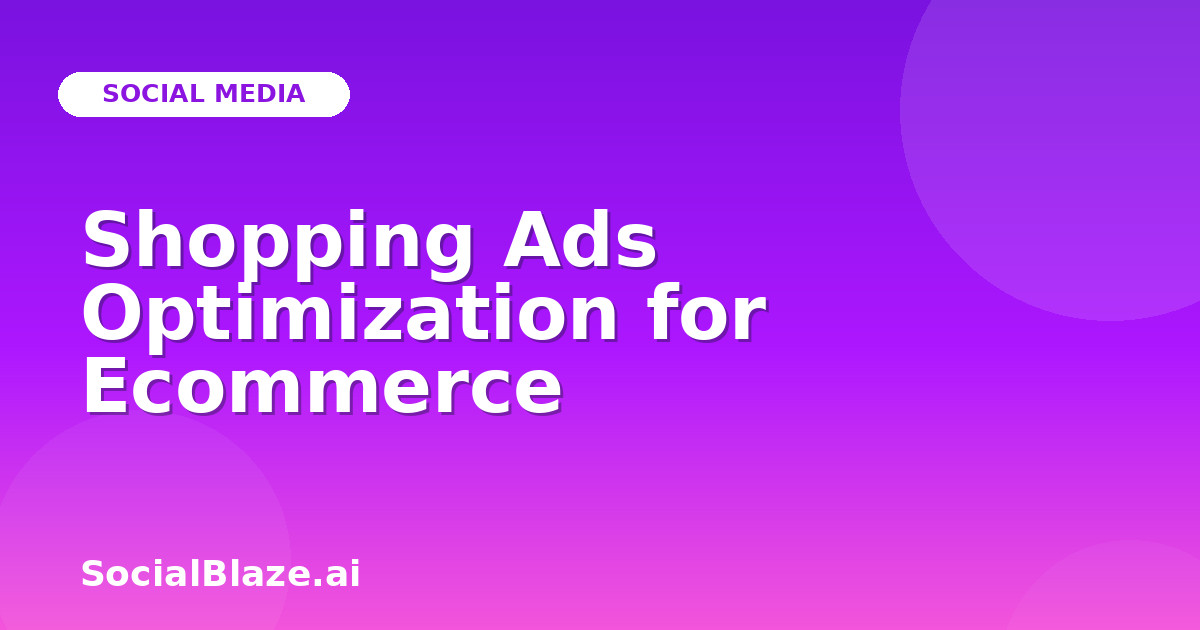 Shopping Ads Optimization for Ecommerce