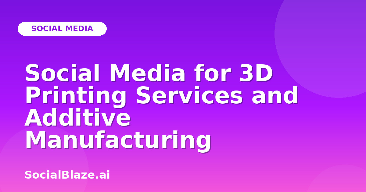 Social Media for 3D Printing Services and Additive Manufacturing