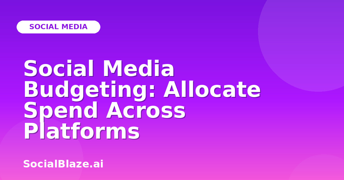 Social Media Budgeting: Allocate Spend Across Platforms
