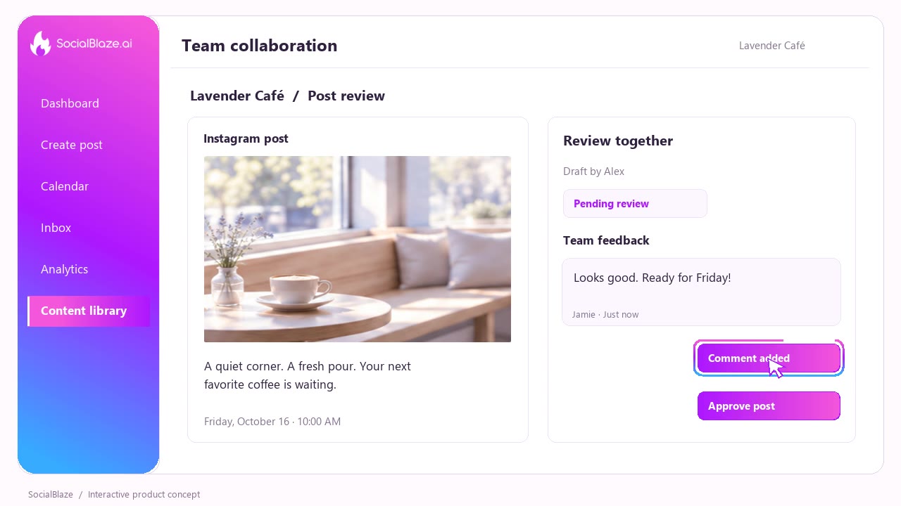 Approved SocialBlaze collaboration walkthrough