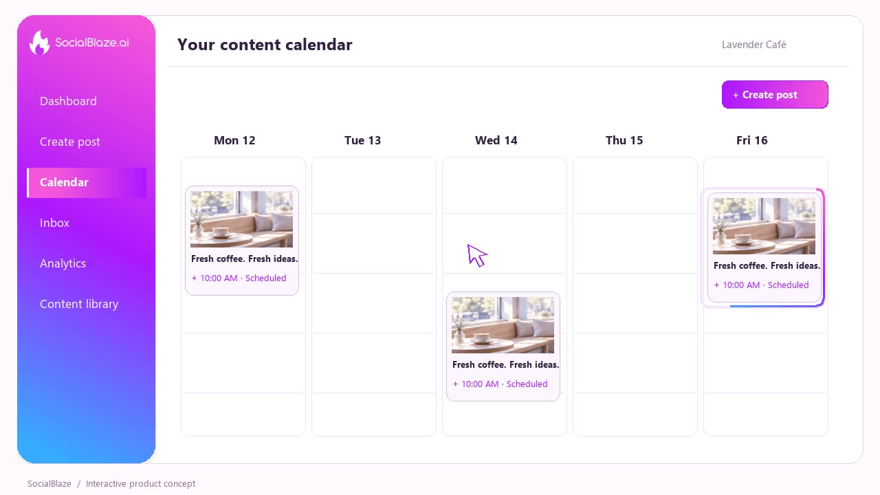 Approved SocialBlaze calendar walkthrough