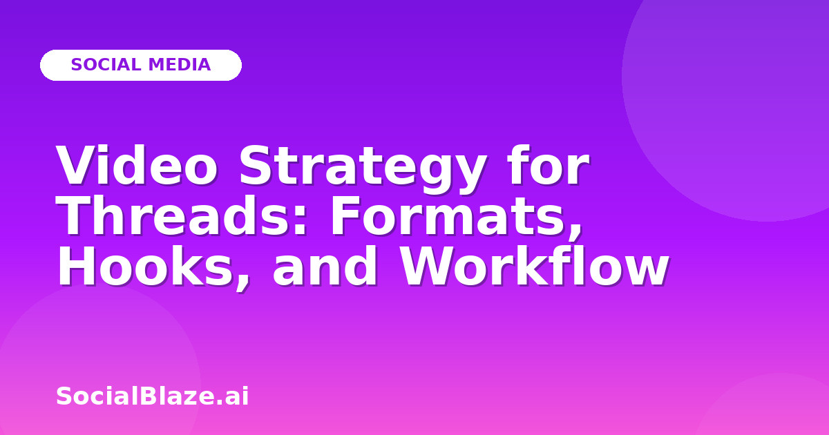 Video Strategy for Threads: Formats, Hooks, and Workflow